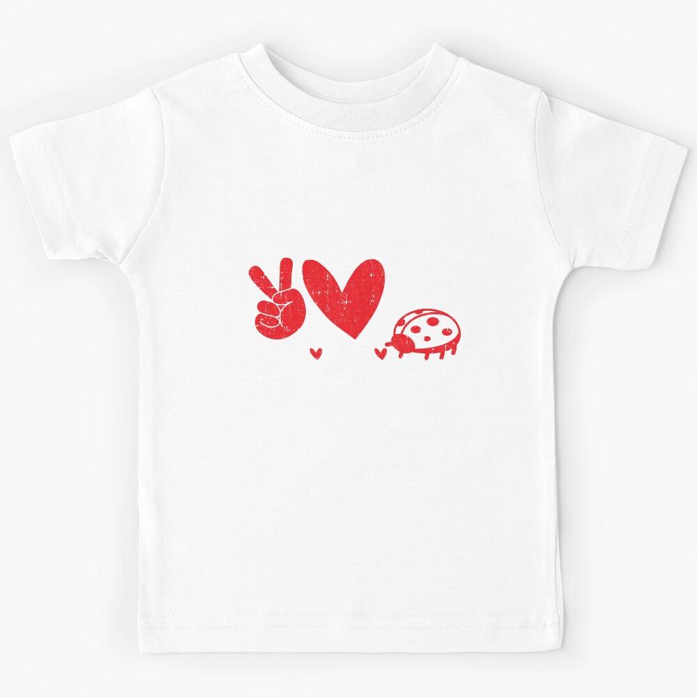 Peace - Love - Ladybugs Animals lover Kids T-Shirt 110