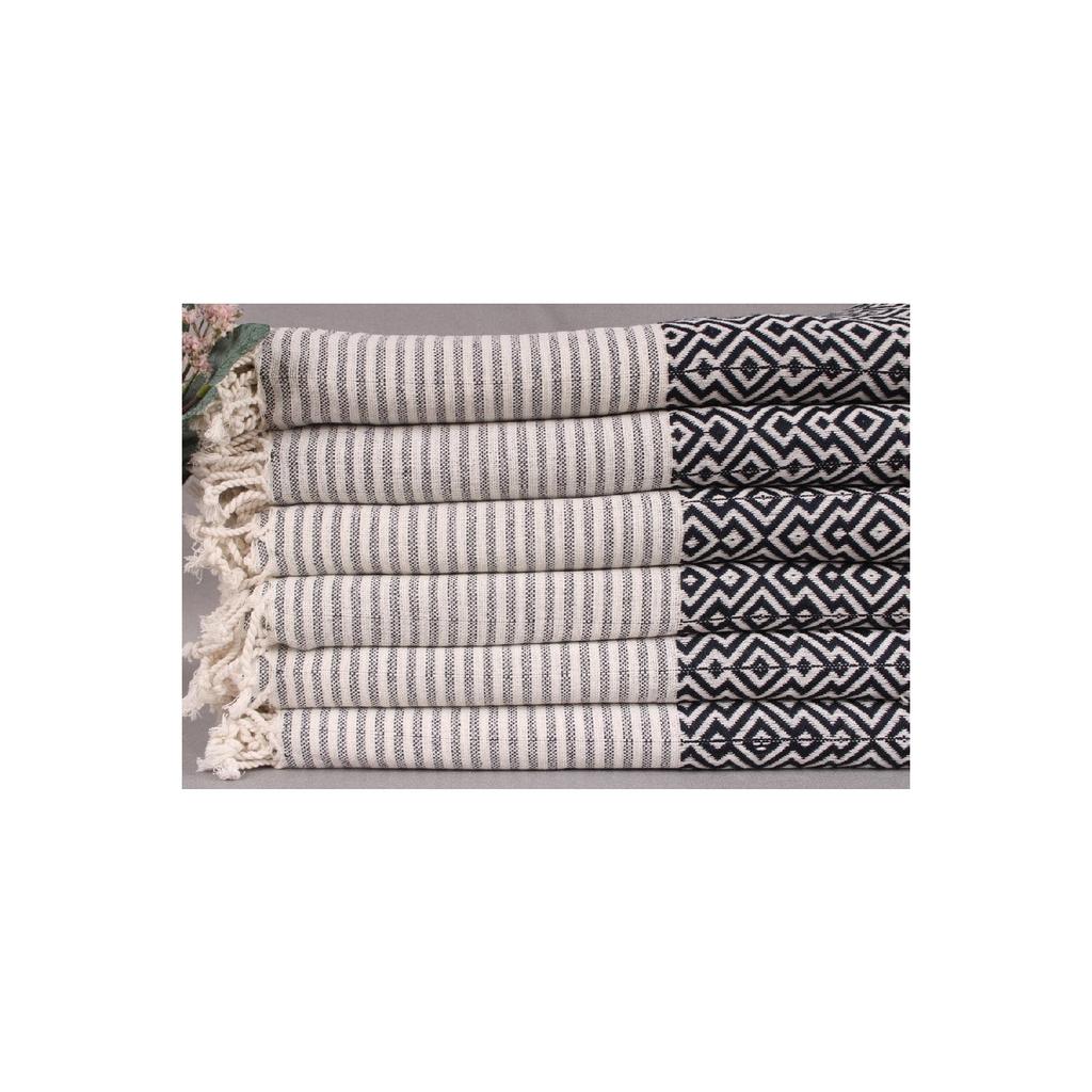 Peshtemal Black 95x190 Cm Cotton Beach Peshtemal Beach Towel