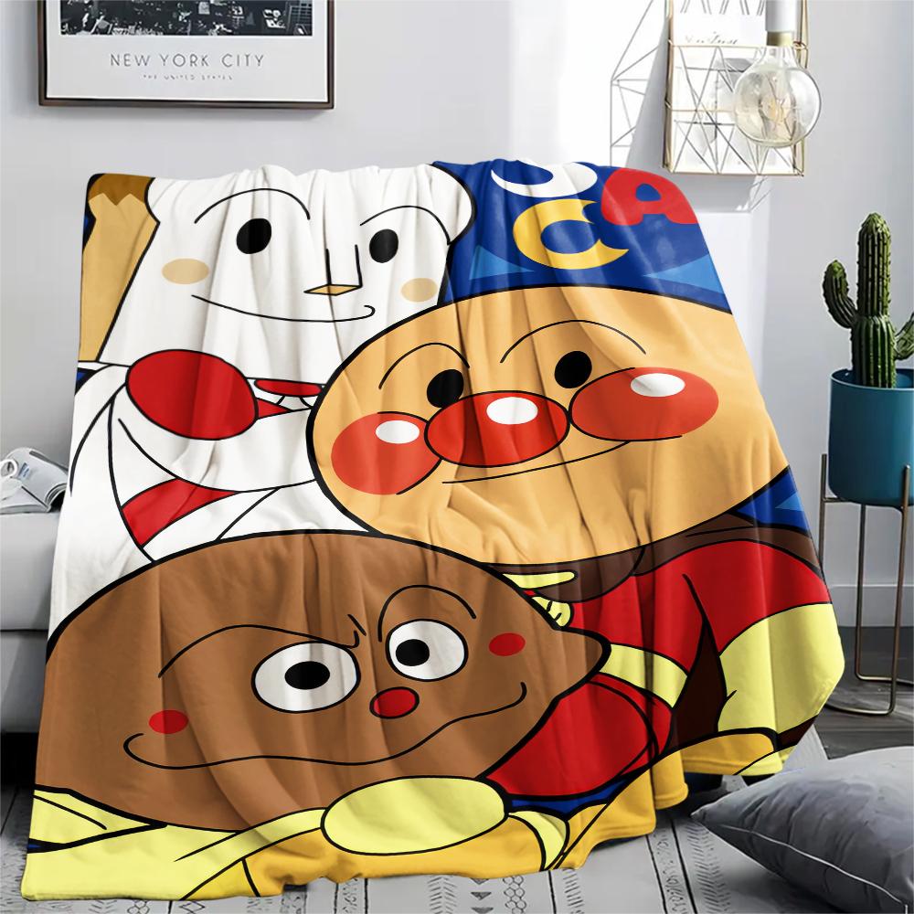 Anpanman Family pattern Flannel Blanket, High quality Comfortable for All Seasons, Home Decor, Warmth and Comfort, Perfect for Gifts.