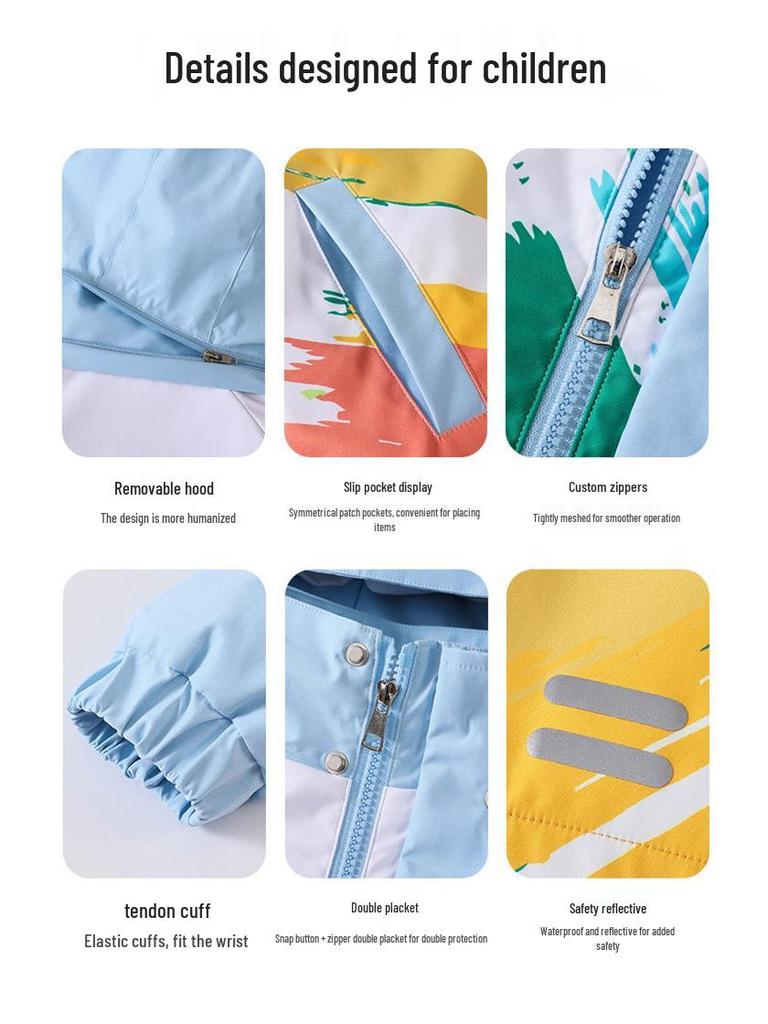 Dziecięcy Zestaw Wiatrówki na Jesień/Wiosnę do Szkoły Podstawowej (Trzy-częściowy) - Nadaje się na zawody sportowe dla pierwszej klasy i do przedszkola.