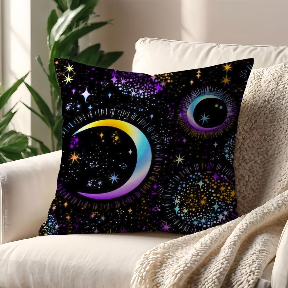 Magic Psychedelic Moon Print Black Cushion Cover Pillow Cover Decoration Room Home Sofa Living Office Car Nordic Simplicity