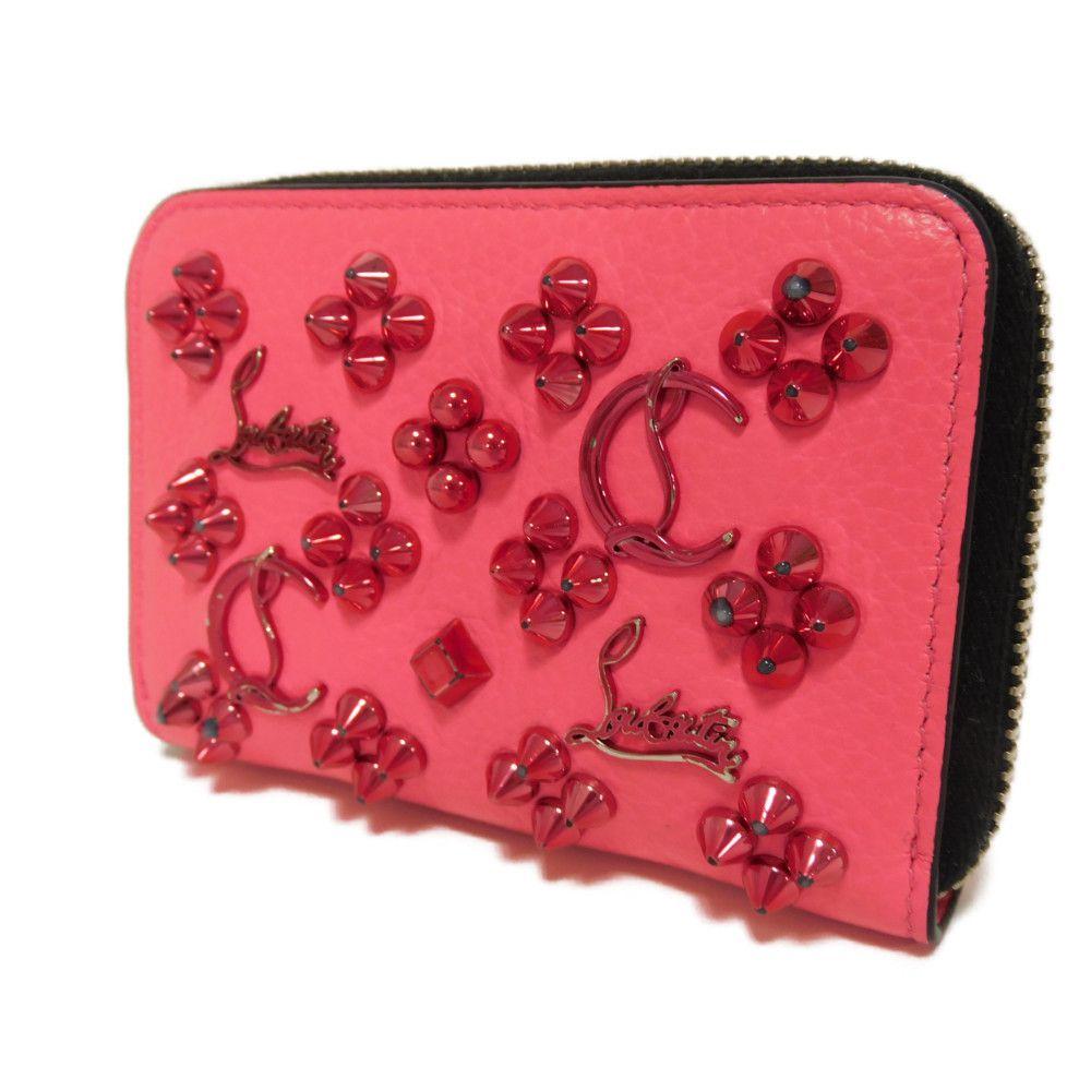 Used 9605 Panettone Coin Purse 3175223 7943 Logo Metal Zip Around Wallet with Spike Studs Pink Women's from Japan
