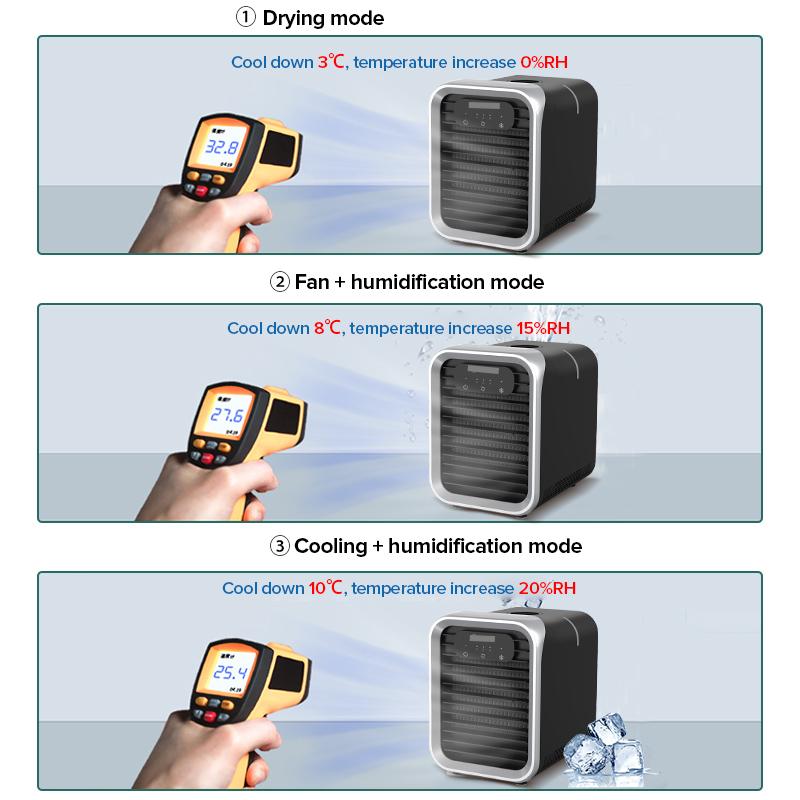 27W 3 modos Mini Ar Condicionado Portátil Refrigeração Semicondutora Umidificação Ventoinhas de Resfriamento de Mesa Refrigerador de Ar Casa Escritório 220V
