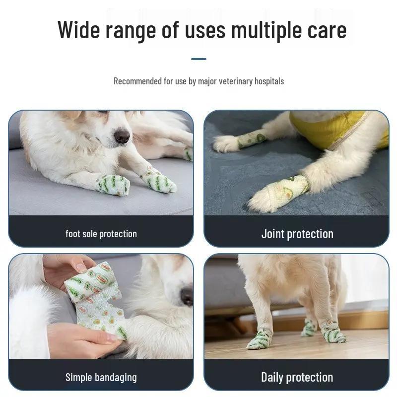 **Self-Adhesive Pet Shoe Bandages: Anti-Scratch Bichon Leggings & Disposable Foot Wraps**