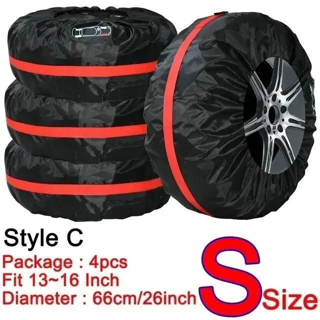 AD Universal 4Pcs Spare Tire Cover Case Polyester Car Tyre Storage Bags Automobile Tyre Accessories Auto Vehicle Wheel Protector