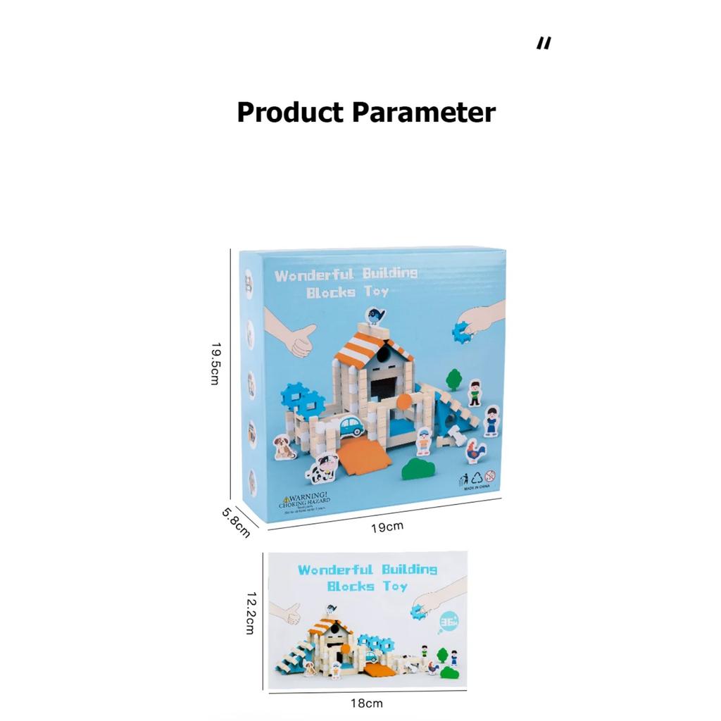 Set Blocuri de Lemn DIY Casă Mini Jucărie Montessori pentru Învățare pentru Copii Educație Timpurie Blocuri de Lemn Creative Jucărie de Stivuire