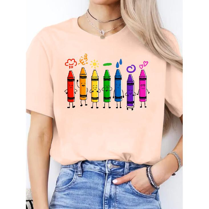 Spanish Letter Print Spring/summer Casual Wear T Round-neck Short-sleeve Sports Shirt T Women's T-shirt