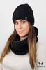 Chicory Winter Set Hat with Snood In Thick Stripes, Black