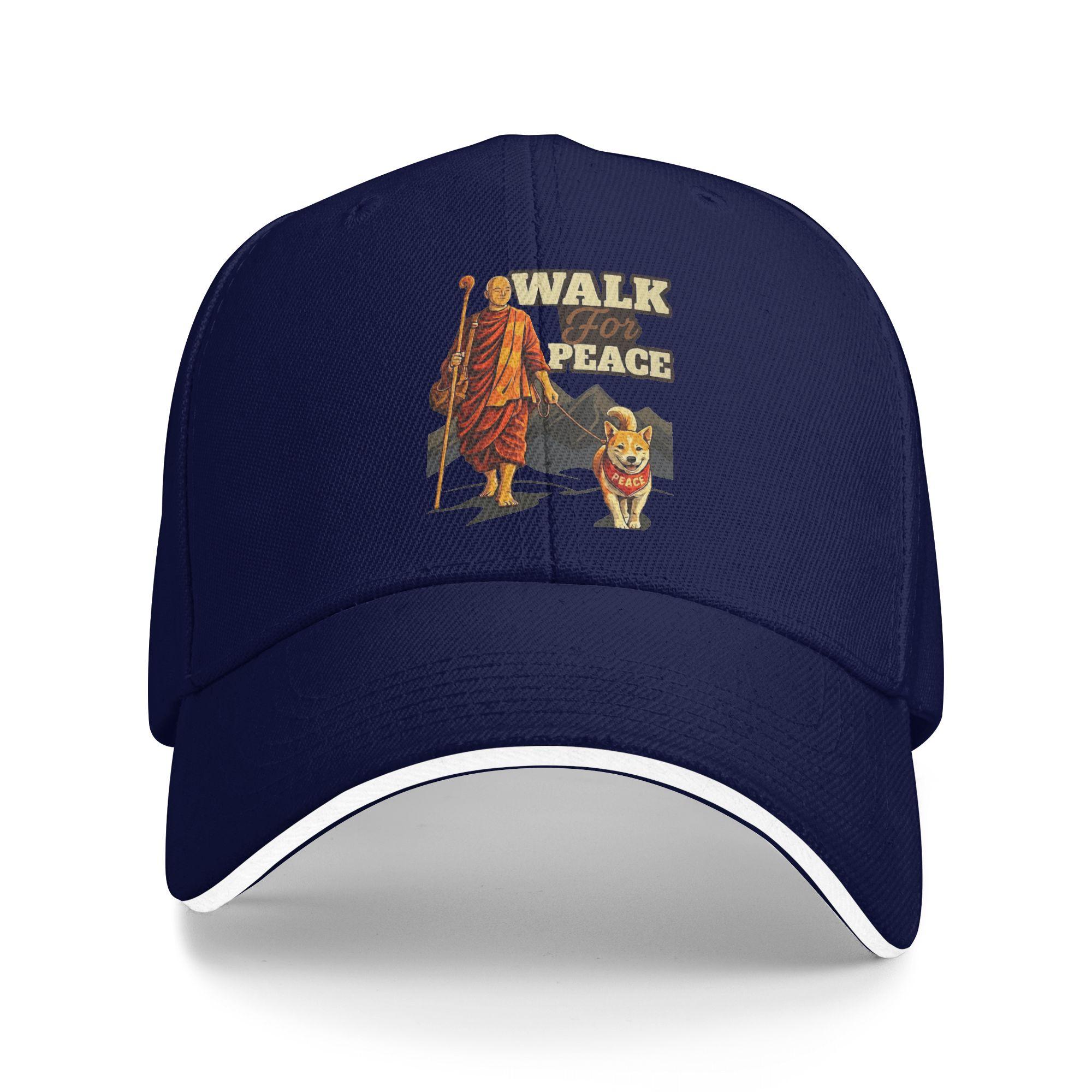 

Spring Peace Walking Monks Baseball Cap Running Hippie Fashion Design Sun Trucker Hat Unisex-Teens Adjustable Baseball Caps One Size темно-синього кольору