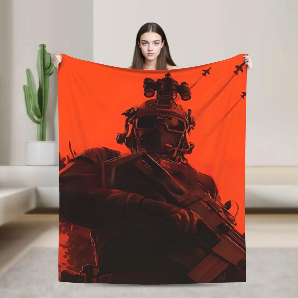 Battlefield 6 Game Funny Warm Soft Blanket Airplane Travel Plush Throw Blanket Fun Couch Chair Flannel Bedspread Sofa Bed Cover