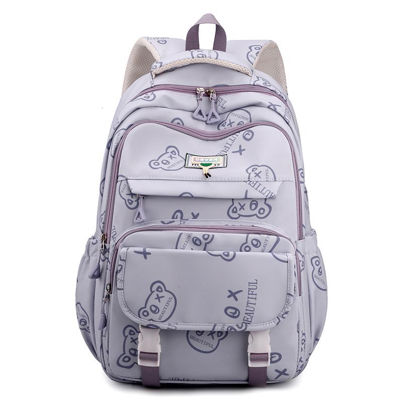New student schoolbag female cute printed middle school student backpack large capacity outdoor leisure burden reduction backpack
