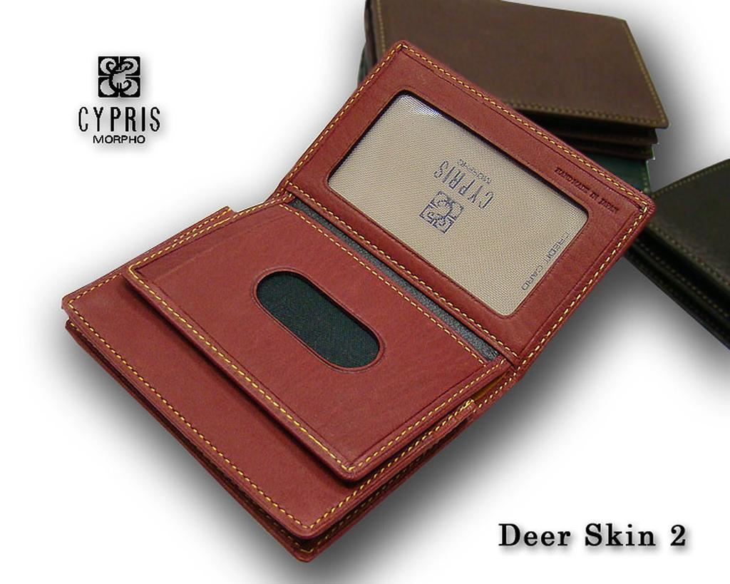 Deer Skin 2 Business card pass holder gusset and pass holder 2353 [CYPRIS] (Deerskin 2) + (through included) (authorized dealer) (green)