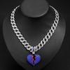 Street Hip-hop Style, Broken Personality, Cracked Heart Pendant, Hanging Chain, HIPHOP15mm Watch Buckle, Cuban Necklace