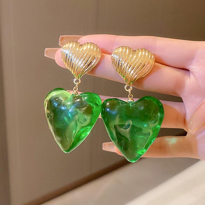 Elegant Vintage Women Girls Classic Resin Stone Earrings Ear Clips Fashion Retro Palace Lady Party Banquet Jewelry Ear Rings