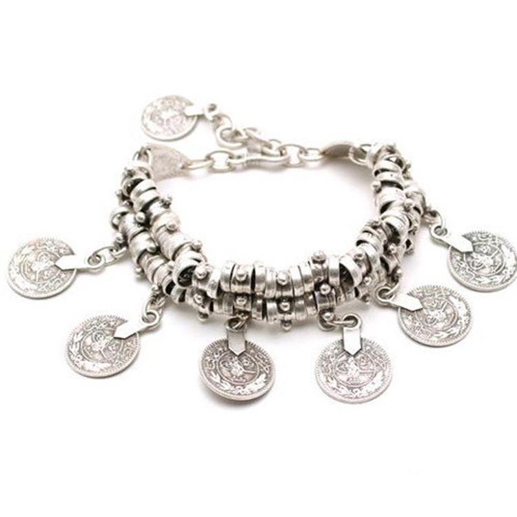 Fashion Retro Dual-use Coin Anklet/Bracelet with Engraved Design