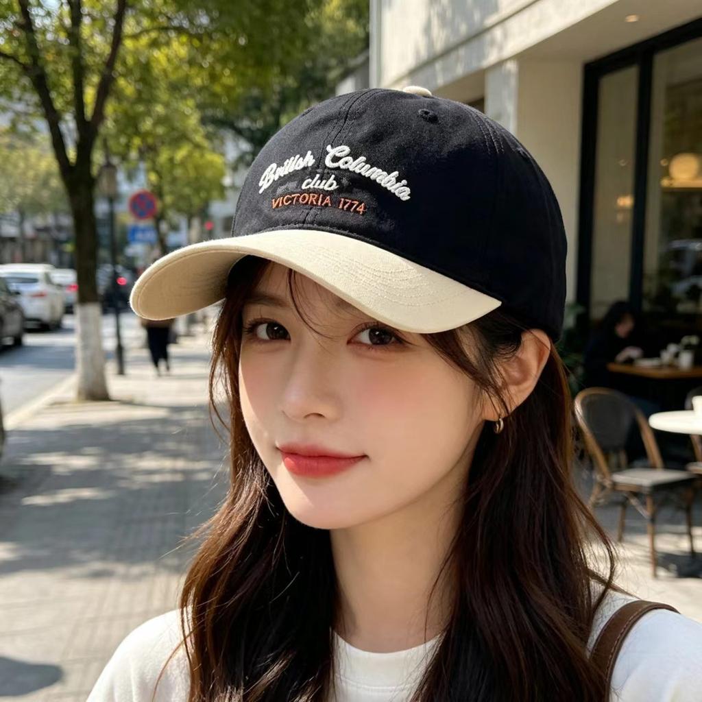 Spring New Original Color Matching Baseball Cap Women Deepen the Big Head Circumference and Show the Face Small Thin Contrasting Color Cap Men