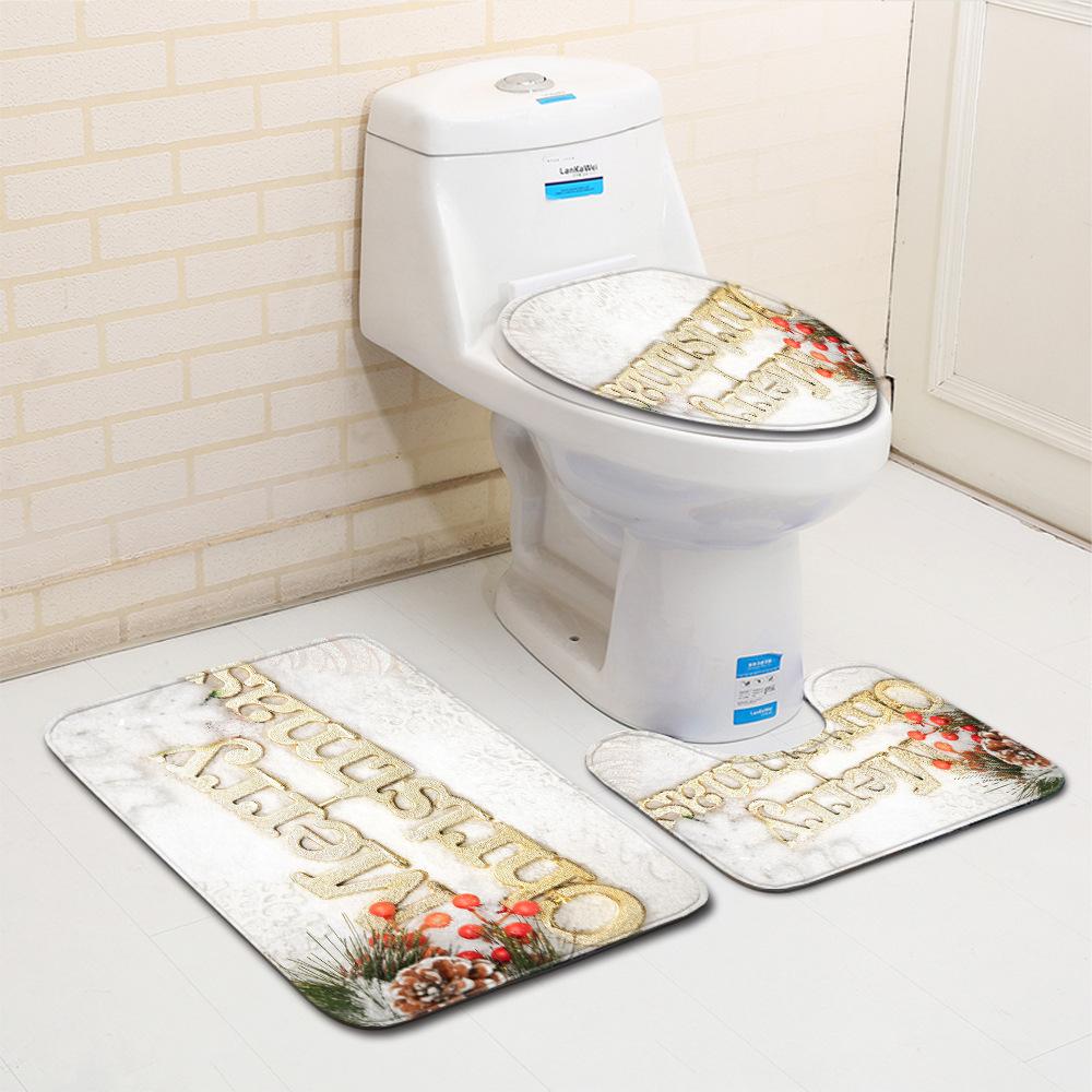 Weihnachts-Badezimmer-Bodenmatte Toilette Dreiteiliges Set