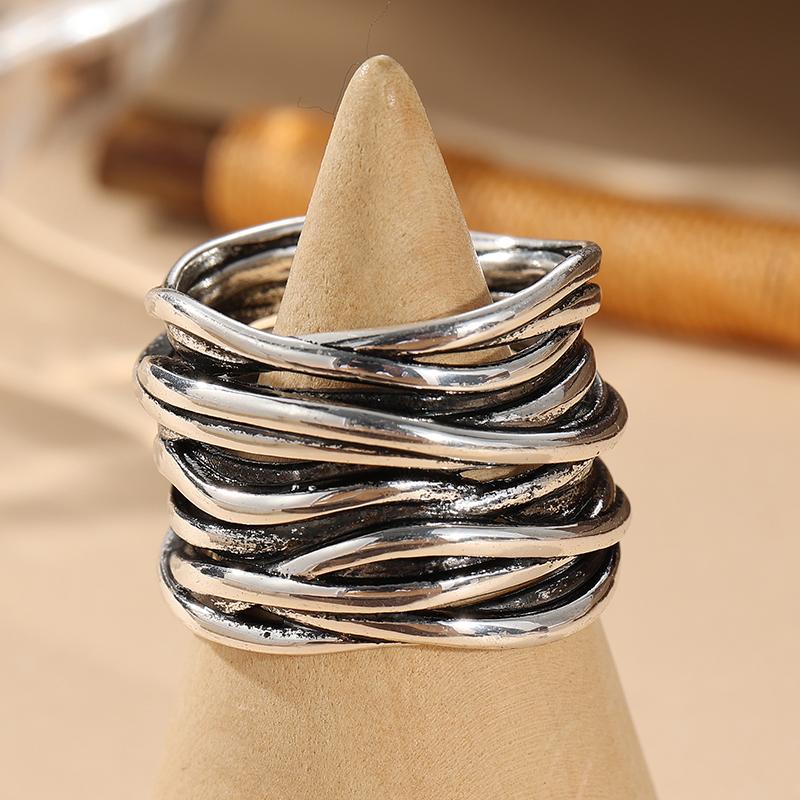 Minimal Silvery Color Wrap Wide Band Ring Minimalistic Shiny Finish Ring, Elegant, Modern Design, Statement Ring, Gift for Her