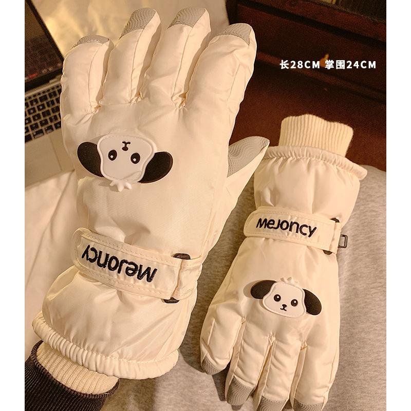 Women s Ski Gloves Windproof and Cold-proof Cartoon Outdoor Waterproof Thickened Fleece Warm Gloves
