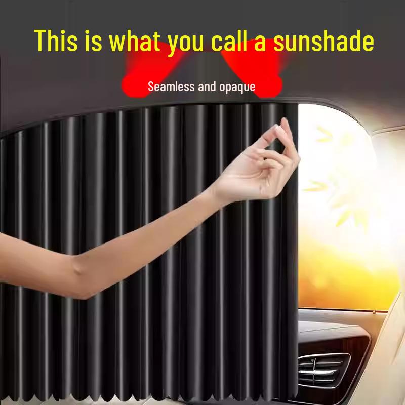 Magnetic Car Sunshade Curtain with Telescopic Track for Privacy