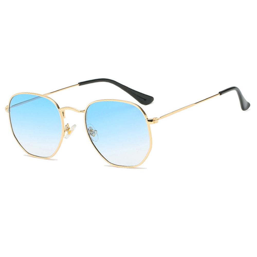 UV400 Glasses Metal Frame Driving Sun Glasses Polygon Mirrored Lens Sunglasses for Men and Women Small Square Sunglasses
