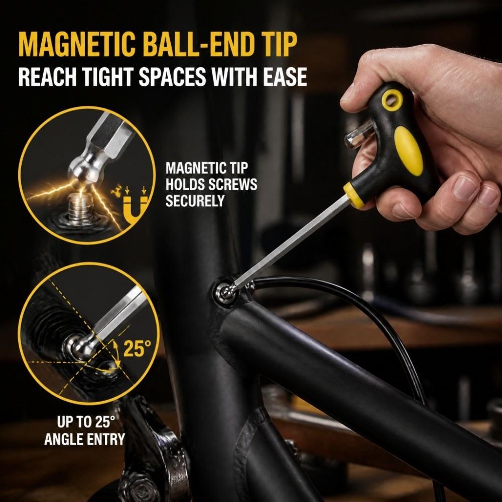 Long Handle Hex Key Wrench Ball End Tip Ball End Wrench Durable T Handle Wrench Home Repair