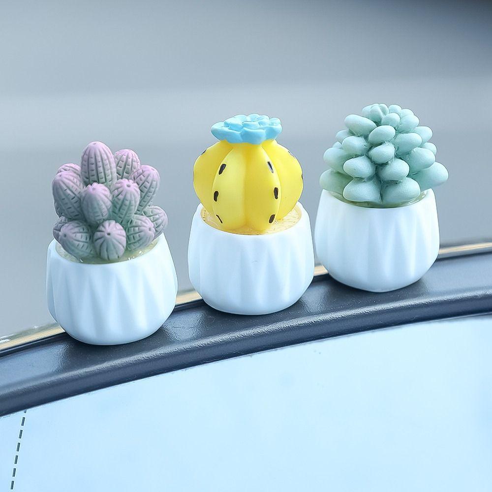 Resin Cactus Car Ornament Mini Cute Dollhouse Miniature Succulent Potted Home Garden Decor Toy
