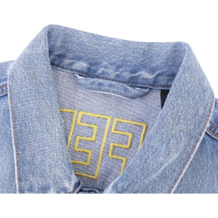 Levis X Sta Washed Distressed Letter Print Long Sleeve Denim Jacket Men jackets Blue 72334-0449