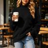 Women's Neck Sleeve Pullover Sweater - Long Sleeve Knit Top
