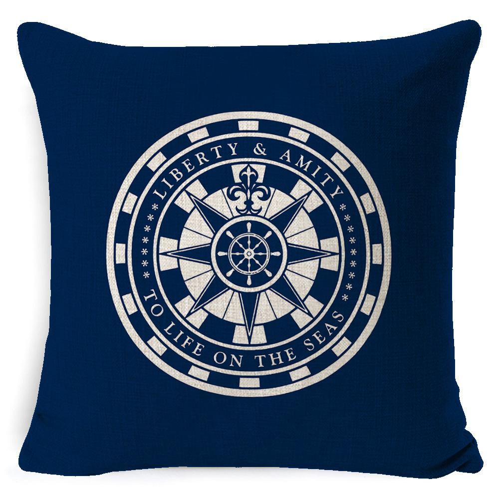 Cushion Cover Ocean Anchor Linen Pillow Cover Simple Sailing Sofa Living Room Pillow Cover Premium Durable Quality