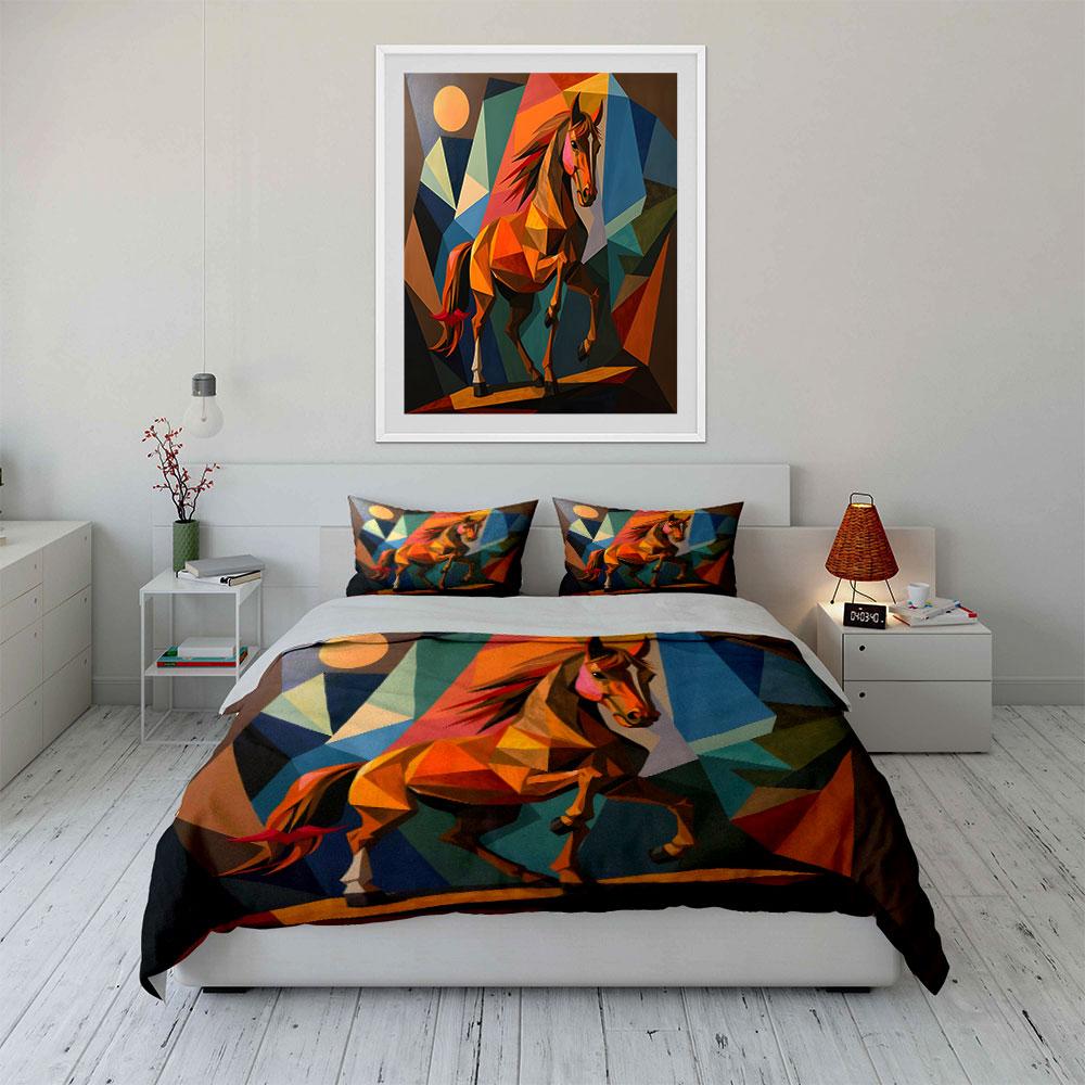 Geometric horse and shapes. Bedding sets Duvet cover sets Duvet covers Pillowcases(1*Duvet Cover 2*Pillowcases without duvet insert)
