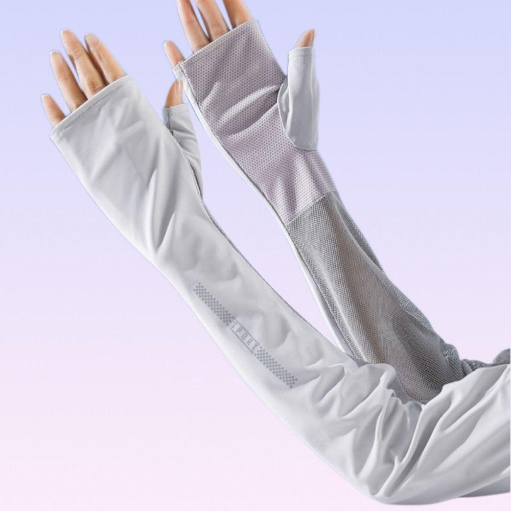 

Fingerless Ice Silk Arm Sleeves Sun Protection Summer Sunscreen Sleeves Outdoor