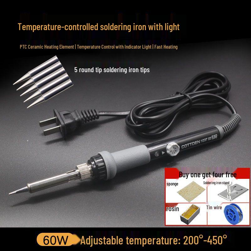 60W Adjustable Temperature Soldering Iron Kit for Electronic Repair - Long Life Inner Heating Type