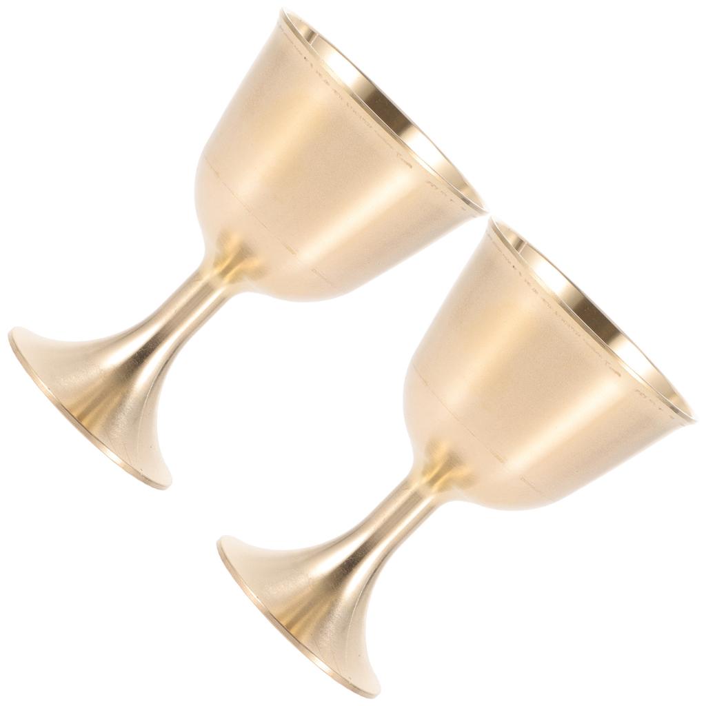 2Pcs Copper Offering Cups Cups Decorative Sacrifice Goblets Holy Water Holders for Temple Home Decor