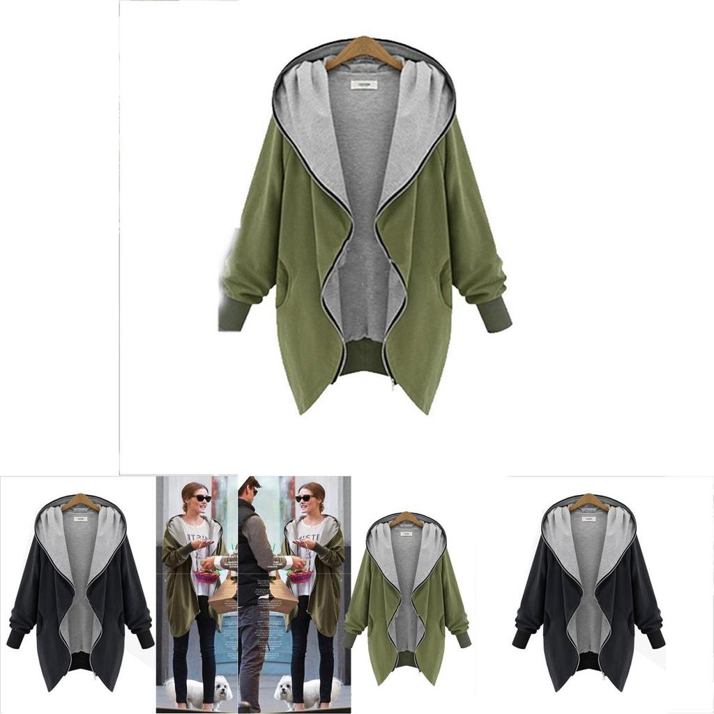 Abbigliamento da Donna Taglia Grande Giacca alla Moda con Cappuccio e Zip per uno Stile Confortevole