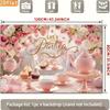 2D Let's Partea Photography Backdrop Elegant Pink Teapot and Rose Tea Party Background