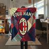 Custom Name AC Milan Flannel Blanket, High Quality Comfortable for All Seasons, Home Decor, Warmth and Comfort