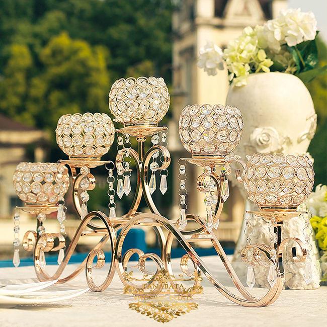 European Wrought Iron 5-Head Crystal Candelabra for Weddings and Dining - Chinese Style