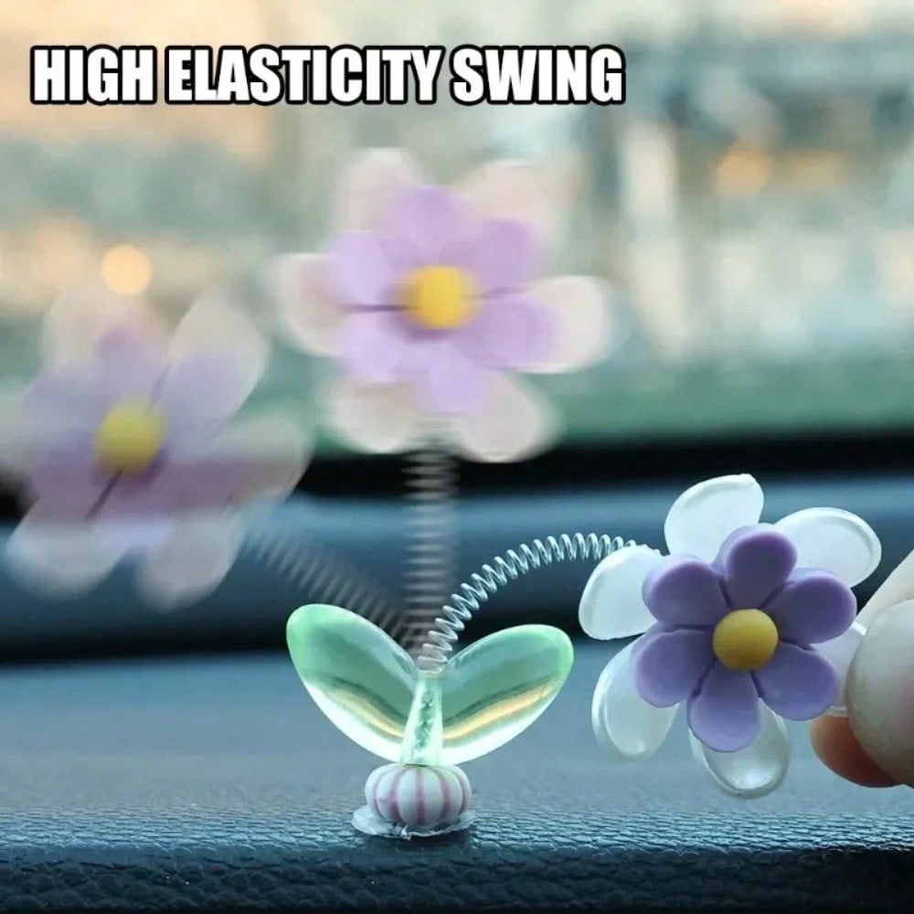Car Swinging Six Leaf Chrysanthemum Ornament Cartoon Dashboard Center Console DIY Interior Decoration