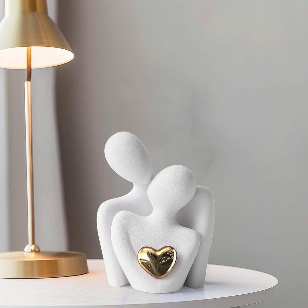 Perfect Wedding Anniversary and Valentines Day Gift, Figurine for Home, Office, Coffee Table and Desktop (White, Romantic Couple), 8 cm, 6.5 cm