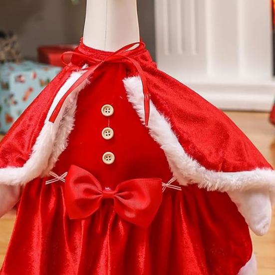 Christmas Mrs. Claus Goose Outfit for 23" High Cement/Plastic Goose Statue Red Velvet Dress Clothes with Cloak for Outdoor Garden Yard Lawn