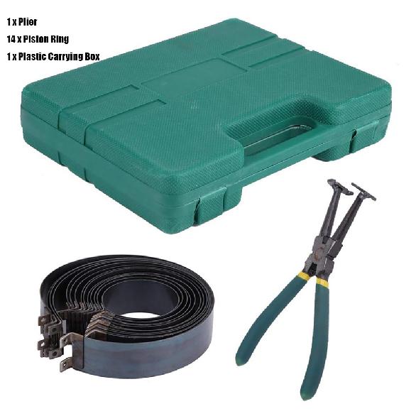 Professional 14 Pcs Piston Ring Compressor With Ratcheting Plier & Carrying Case