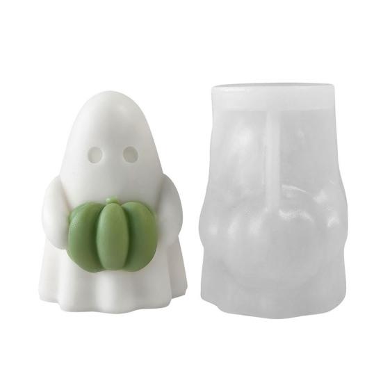 Halloweenská forma na svíčku 3D Duch Dýně Silikonová forma pro odlévání epoxidové pryskyřice Výroba aromaterapeutických svíček mýdla Halloweenská domácí umělecká řemeslná dekorace