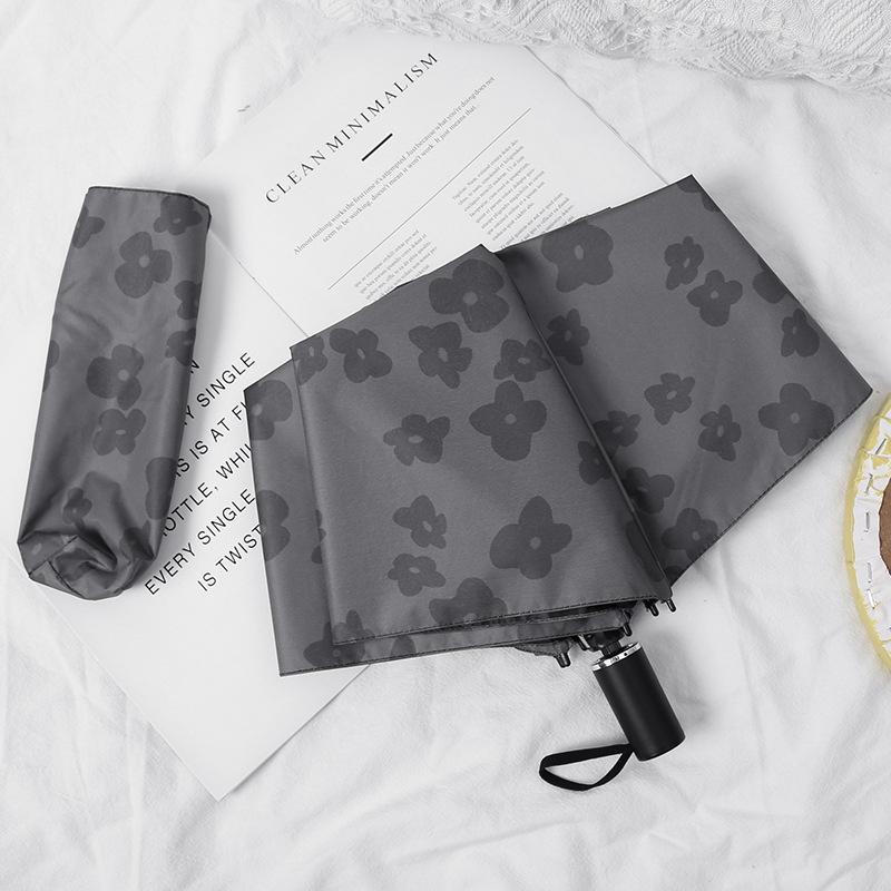 

INS Abstinence Style Black Small Floral Automatic Umbrella Women Outdoor Shopping Sunny Folding Umbrella UV-Protection Umbrella Iron&8K