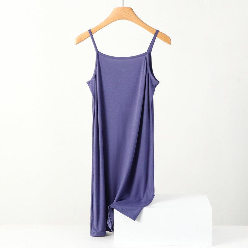 Modal Medium and Long Dress Summer Solid Color Inner with Sleeveless Large Size Loose Vest Skirt Casual Bottom Suspender Skirt