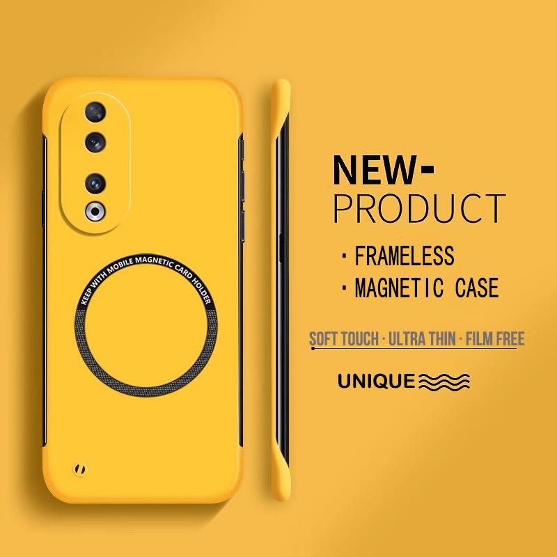 

Ультратонкий жесткий магнитный чехол для телефона Magsafe Huawei Honor 100 90 80 70 60 50 Pro SE X9A, матовый цвет, сплошной чехол for Honor 90 жёлтый