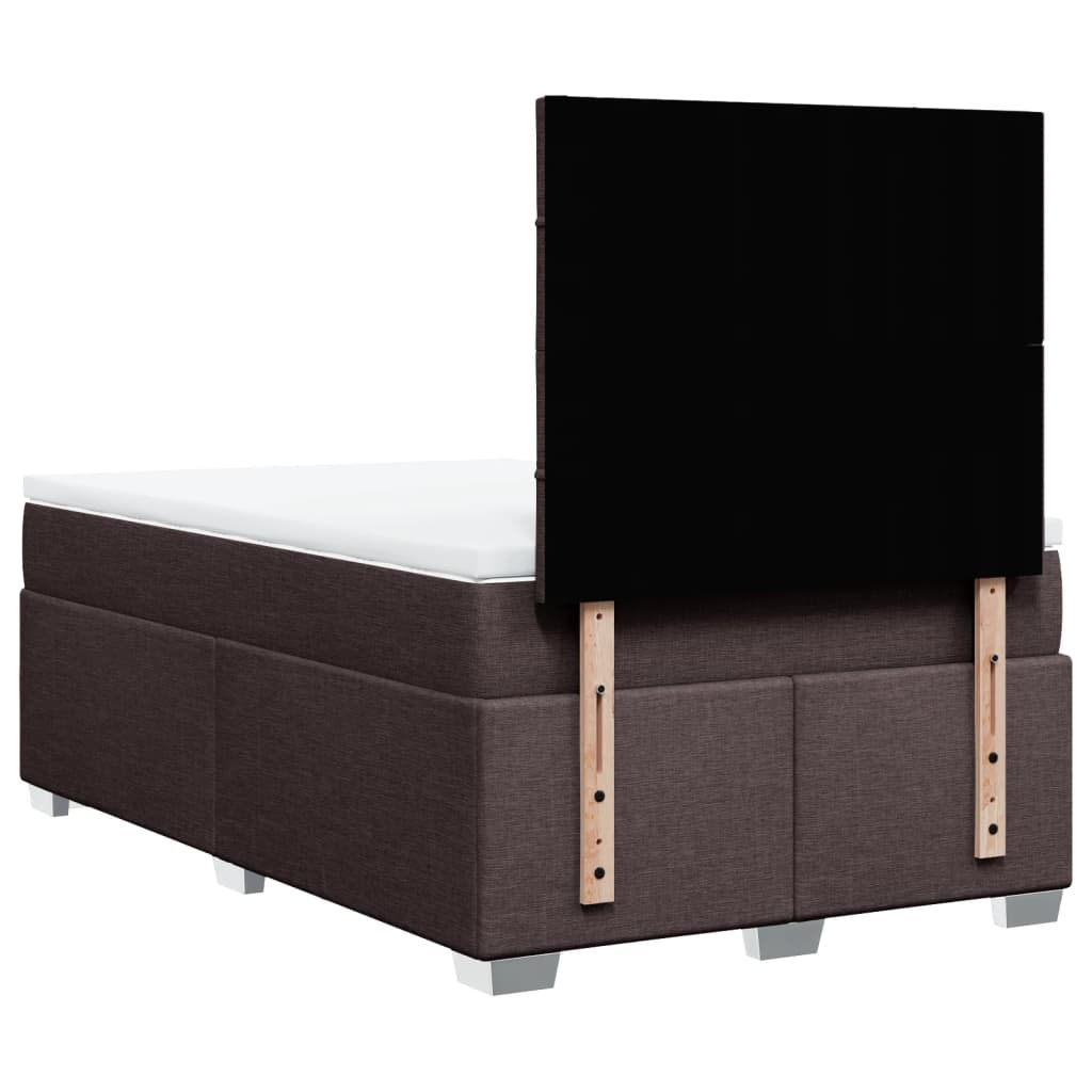 Box Spring Bed with Mattress Dark Brown 120x200 cm Fabric