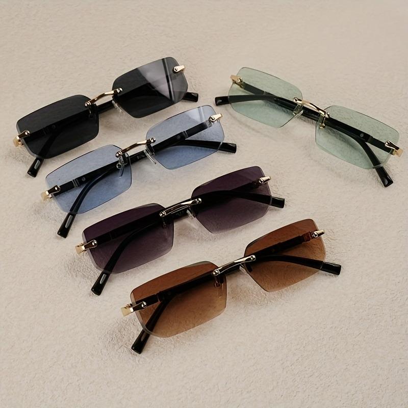 5pcs High Definition Sunglasses for Men Ladies Blue Light Blocking Eye Protection Eyewear Rimless Square Frame Eyeglasses Goggle