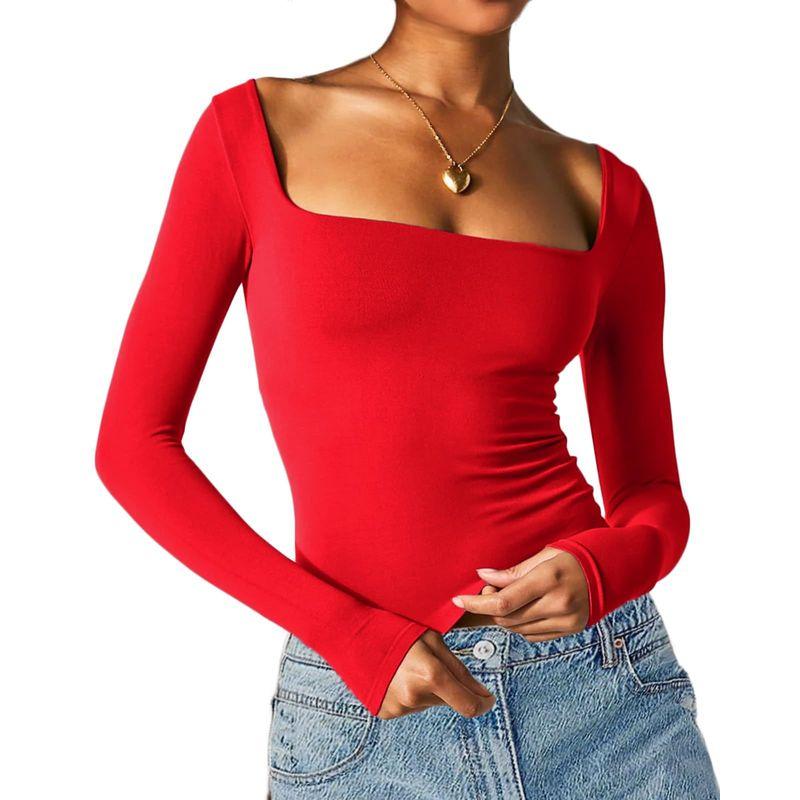 Long Sleeved Square Neck Sexy Base Shirt Long Sleeve Square-Neck Sexy Base Shirt