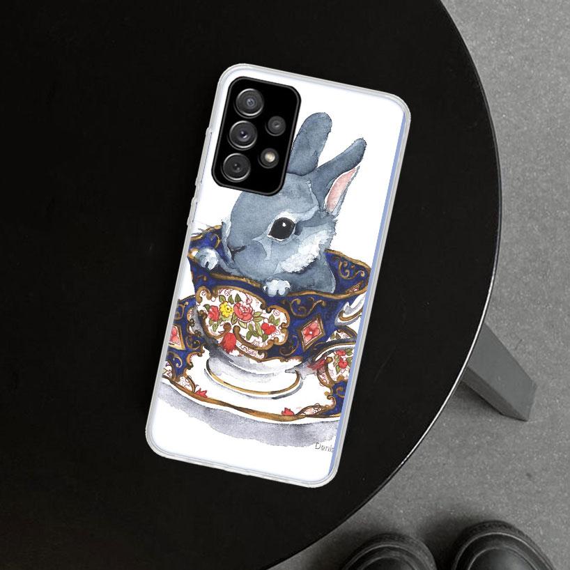 Cute Bunny Rabbit Phone Case Cover For Samsung Galaxy A12 A22 A32 A52 A72 A02S A51 A50S A31 A20S A10S Note 20 Ultra 10 Plus Gala